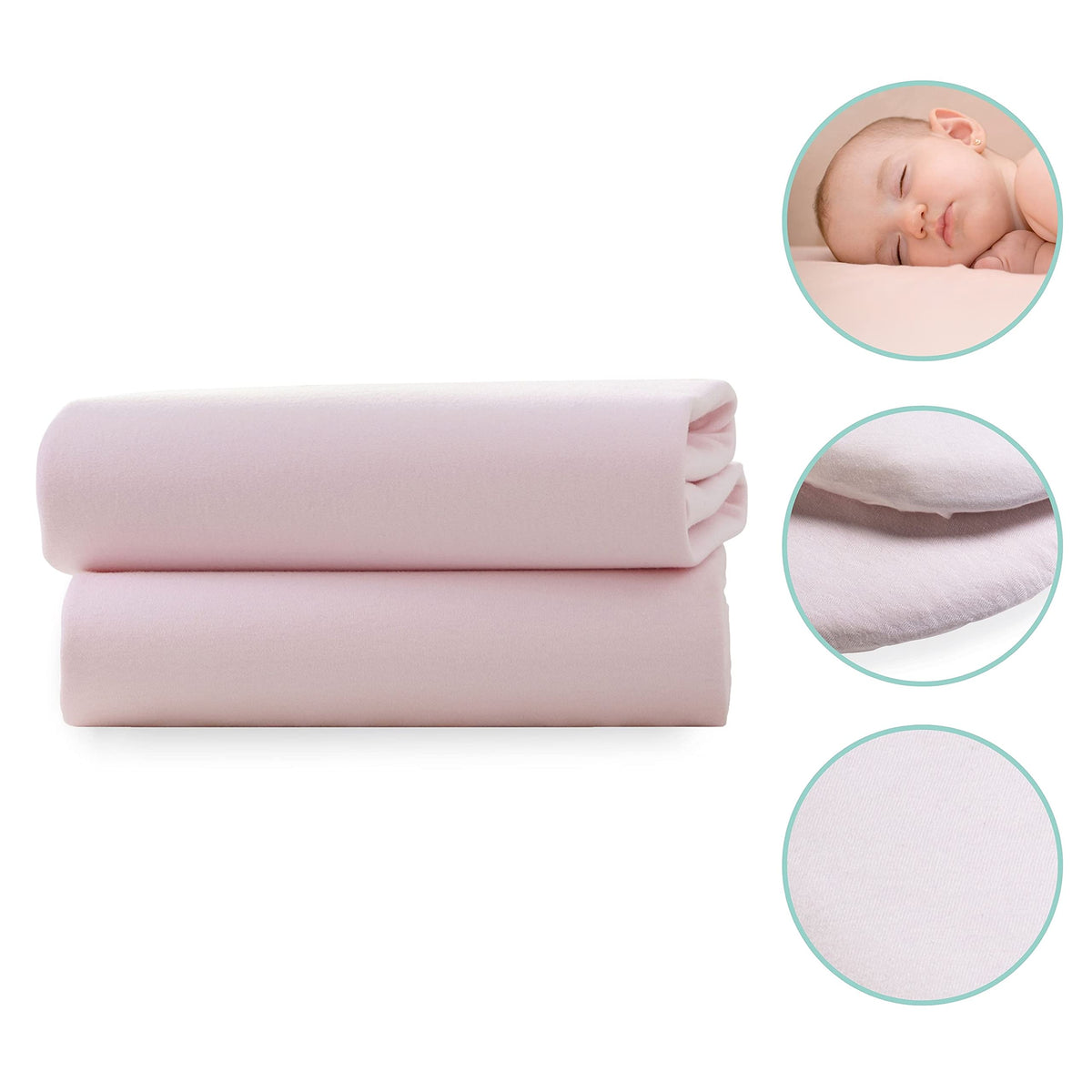 Clair de Lune 2 Pack Fitted Jersey Cotton Cot Sheets 60 x 120 cm (White)