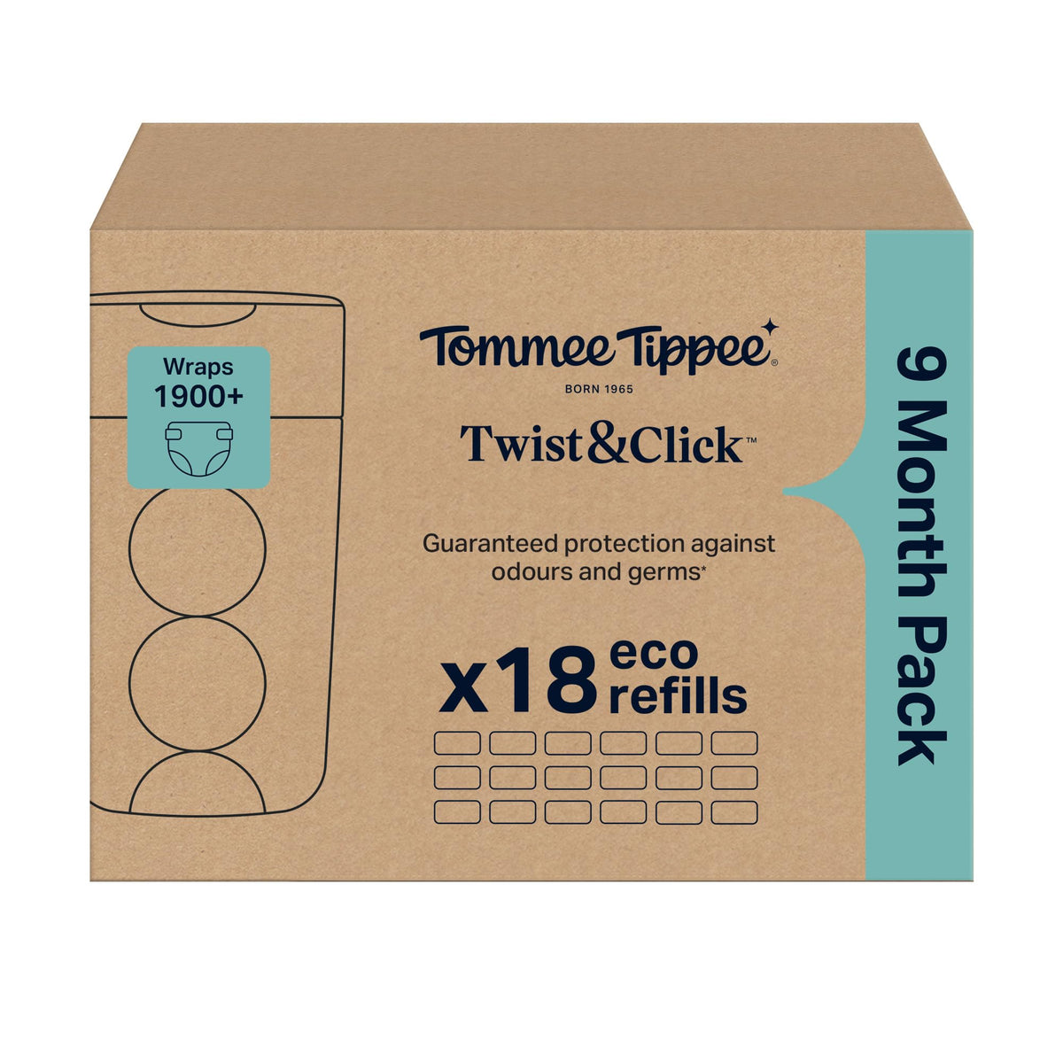 Tommee Tippee Twist & Click Nappy Bin Refill Cassettes Pack of 3