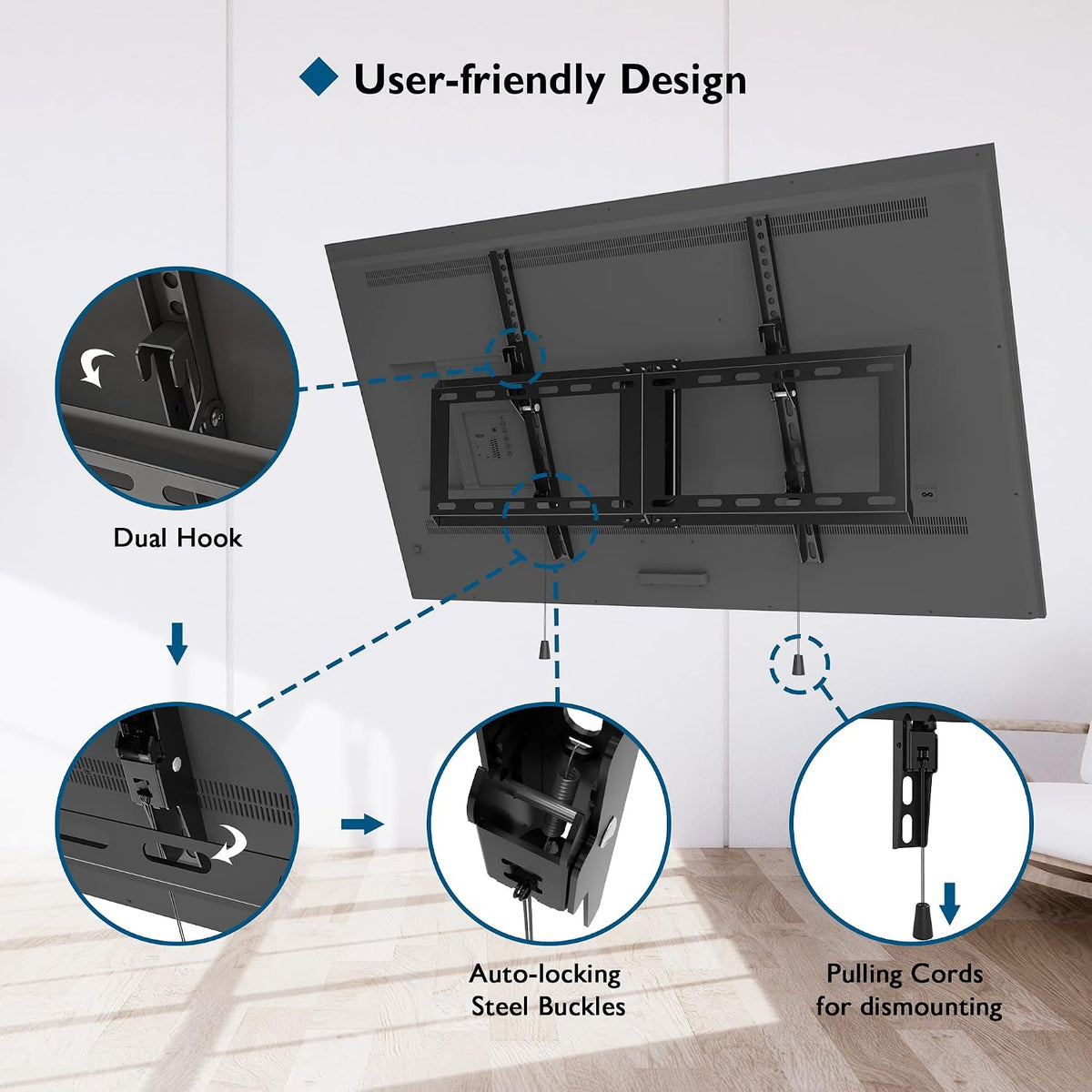 BONTEC TV Wall Bracket for 37-82 Inch TVs, Tilt TV Wall Mount, Up to 60 kg