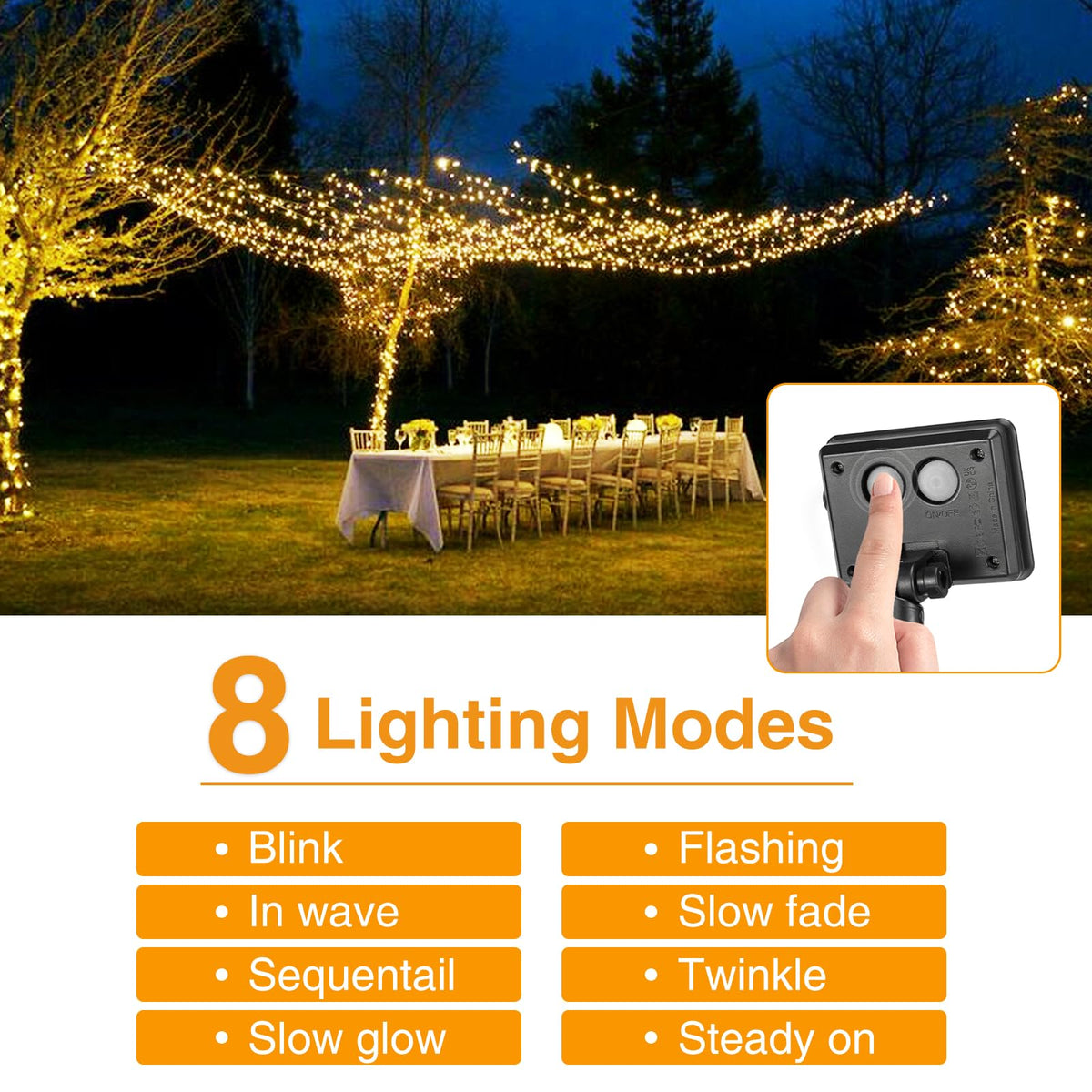 litogo 120 LED Solar String Lights Outdoor, 12M/40Ft 8 Modes Solars Garden Lights Waterproof Copper Wire Decorative Solar Fairy Lights for Patio, Gate, Yard, Trees, BBQ, Wedding, Party
