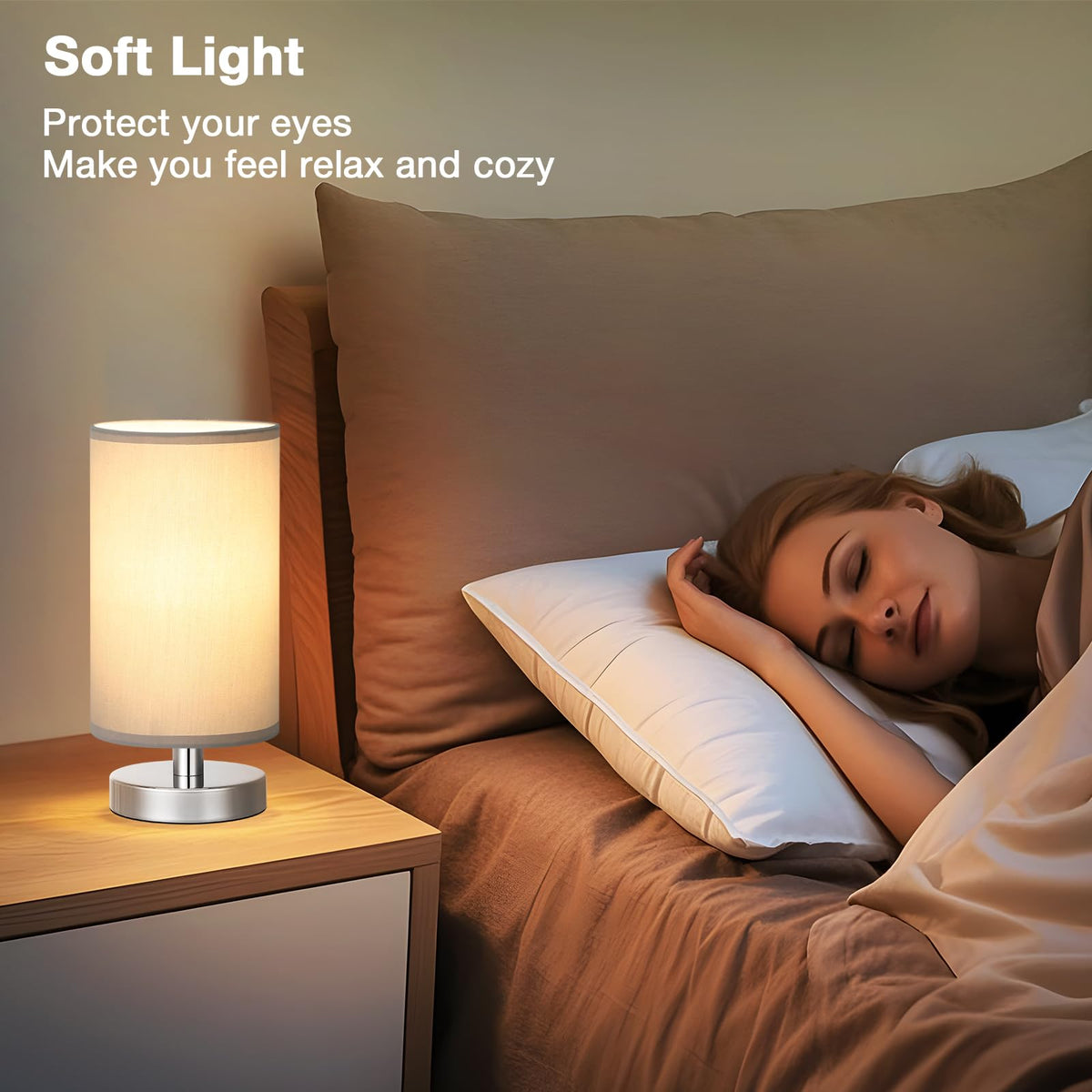 Aooshine Bedside Lamps, 3000K Warm Table Lamp for Bedroom Living Room