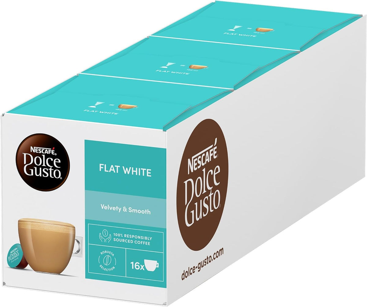 Nescafé Dolce Gusto Flat White Coffee Pods 16 Pods | Multipack of 3