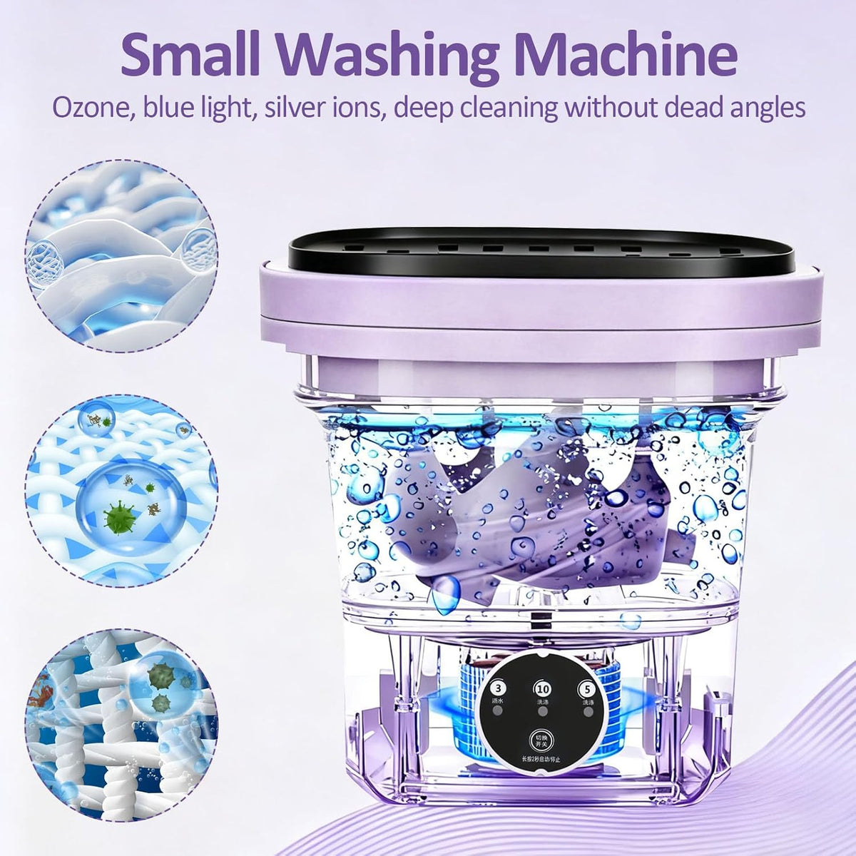 Washing Machine 8L Portable Washers Mini Washing Machine & Spin Basket, 3 Cleaning Modes Foldable Camping Washing Machine, Small Washing Machines for Baby Clothes and Underwear