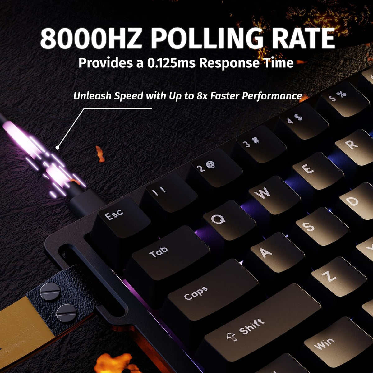 ATTACK SHARK X68 HE 8000Hz Rapid Trigger Keyboard, 0.01mm RT Accuracy Wired Gaming Keyboard with Magnetic Switch, Adjustable Actuation, Rapid Trigger, Snap Tap, RGB Lighting for PC/Mac, Black