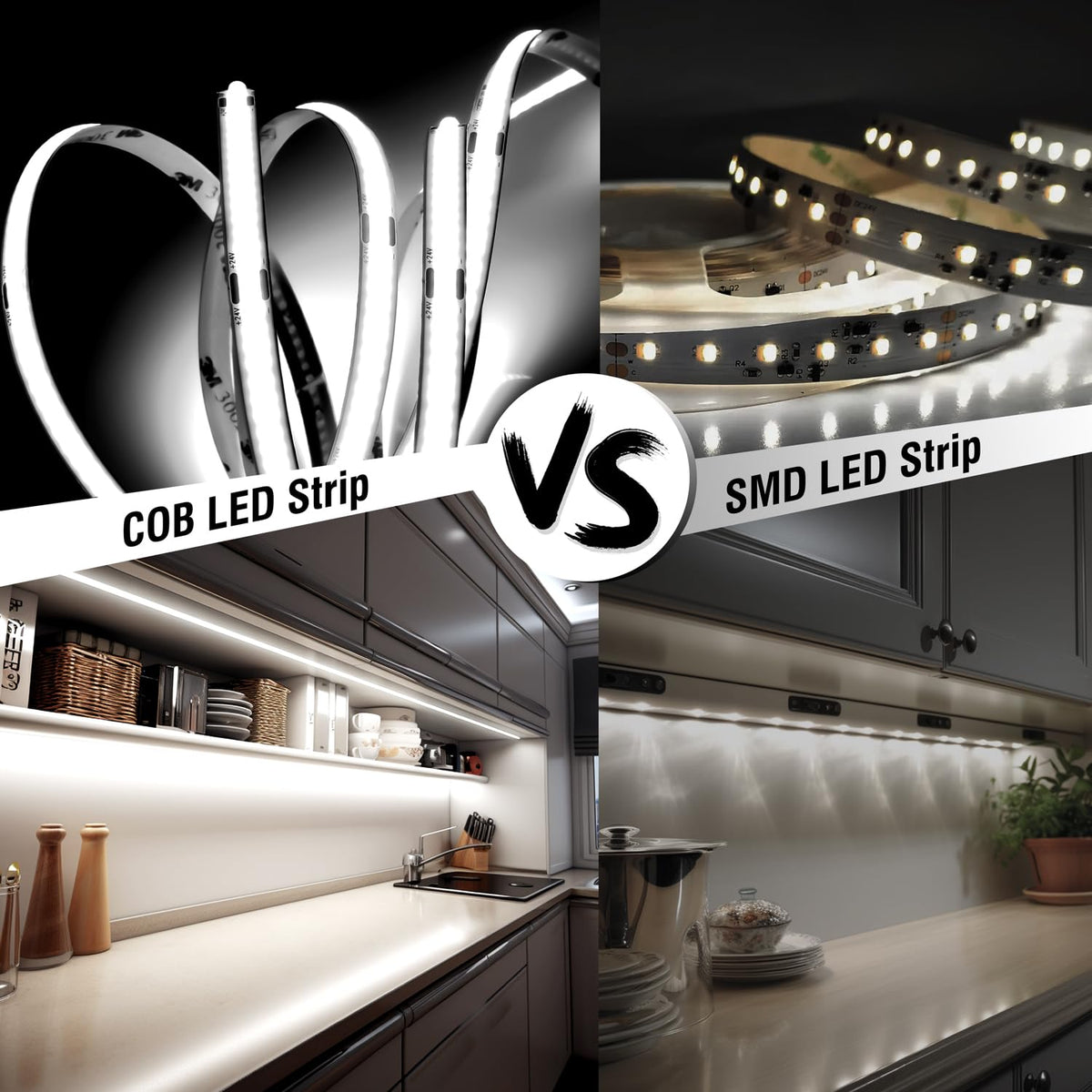 COB LED Strip 7.5m Warm White, 3000K, 24V, Remote Control, 8mm Wide
