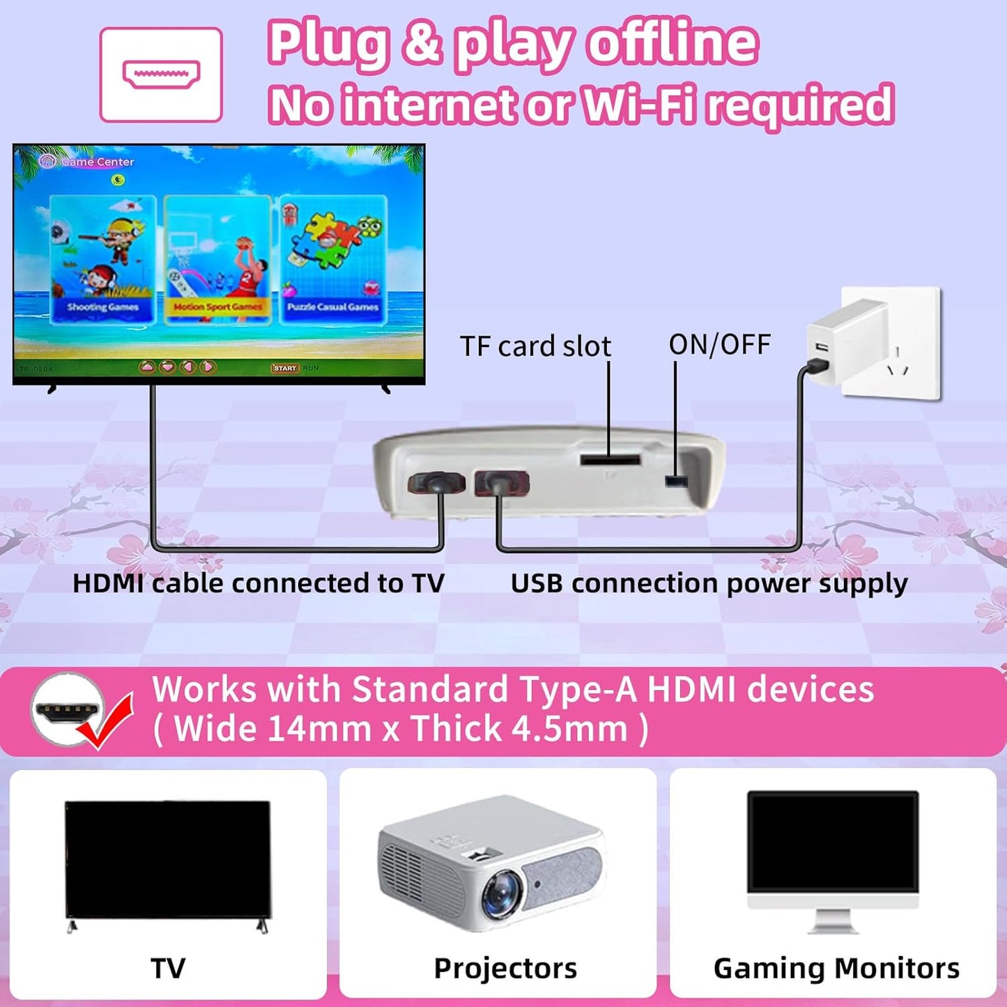 Game Console with 100+ Games, Handheld Retro Video Console for Kids& Adults, Game System with AR Gun,2 Game Controller, TV Plug& Play, Xmas Birthday Toy Gift for Boys& Girls Age 3 +