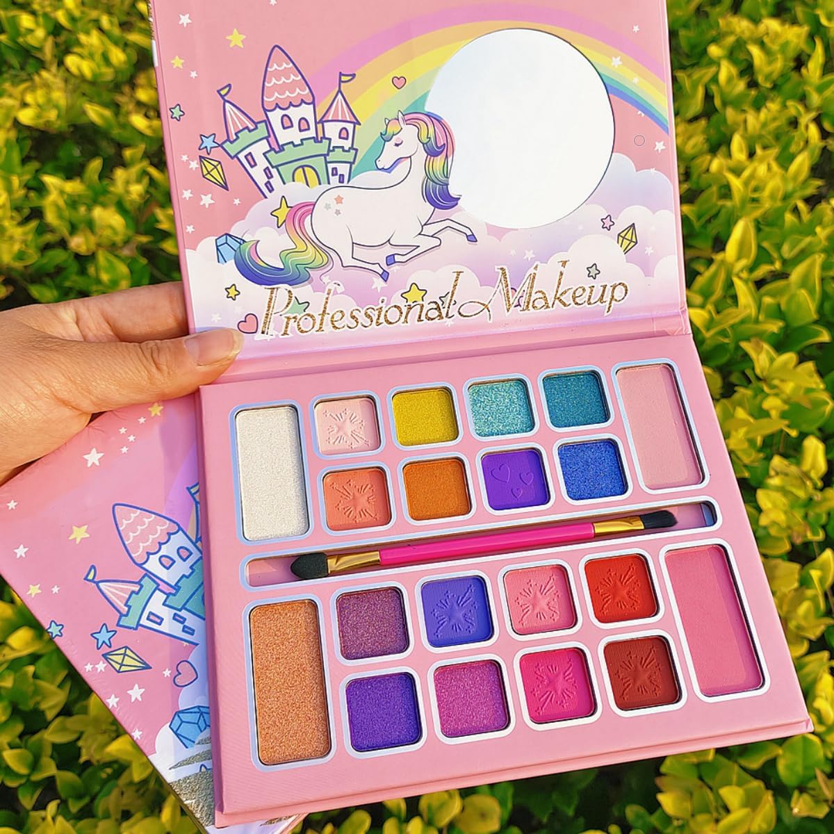 Girls Make-up Set, 20 Colours with brush, Children's eye shadow Blush Highlight, Kids Make-Up Palette children Make up Kit Safe & Washable, Best Girl Gifts