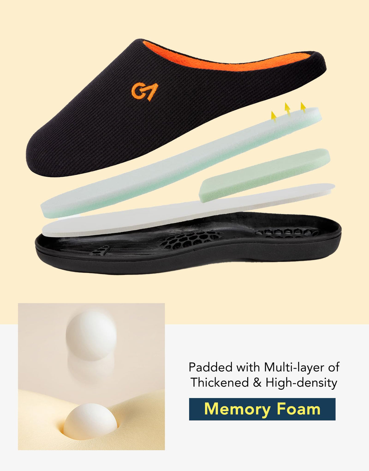 VeraCosy Men's Two-Tone Memory Foam Slippers