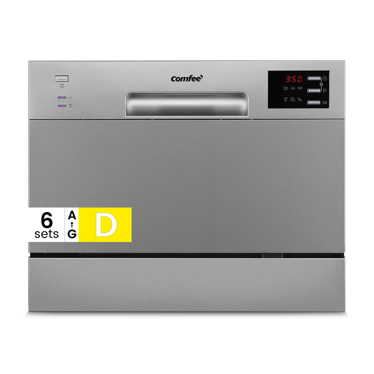 COMFEE' Table Top Dishwasher with 6 Place Settings, Mini Countertop Dishwasher for Small Families, Couples, LED display, Delay Start, 47dB Quiet Noise, White