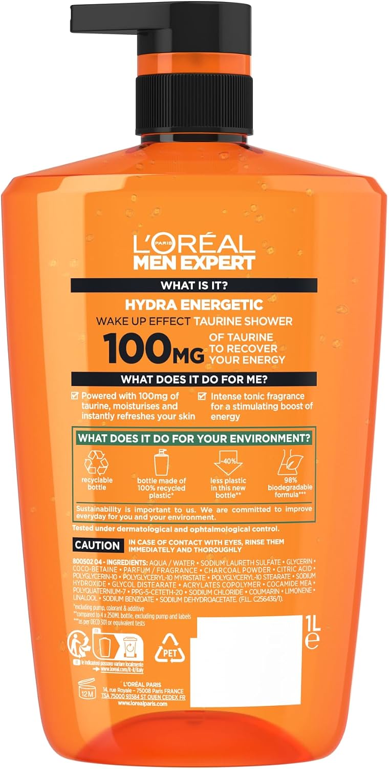 L'Oréal Paris Men Expert Shower Gel Hydra Energetic 3-in-1 XXXL 1L