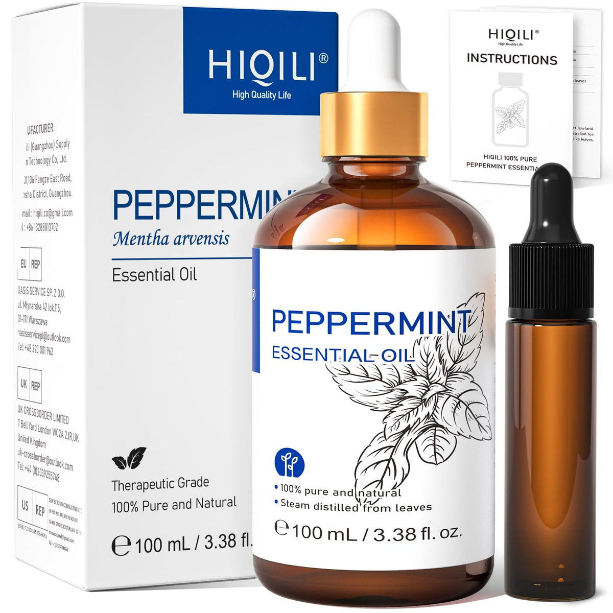 HIQILI Tea Tree Oil for Nail Fungus, Skin, Hair, Acne