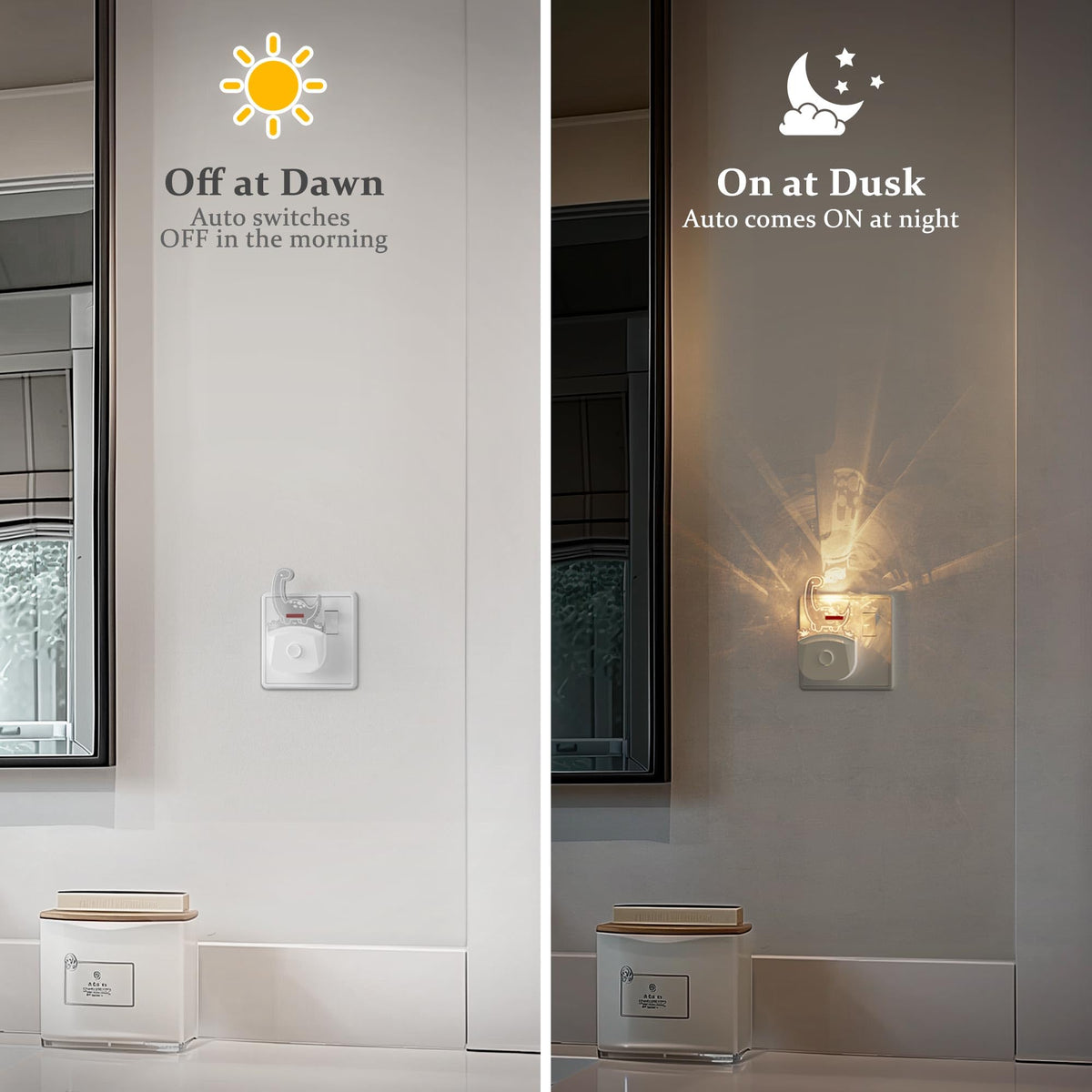 Emeritpro Night Light Plug in Wall with Dusk to Dawn Sensor, Warm White+RGB
