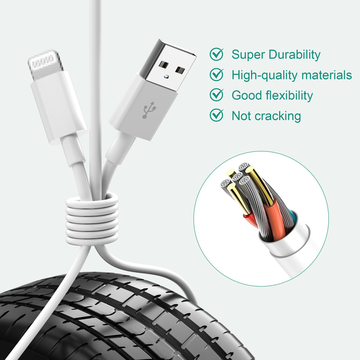 BSTOEM 4Pack for iPhone Charger Cable, 2M for Lightning to USB Cable