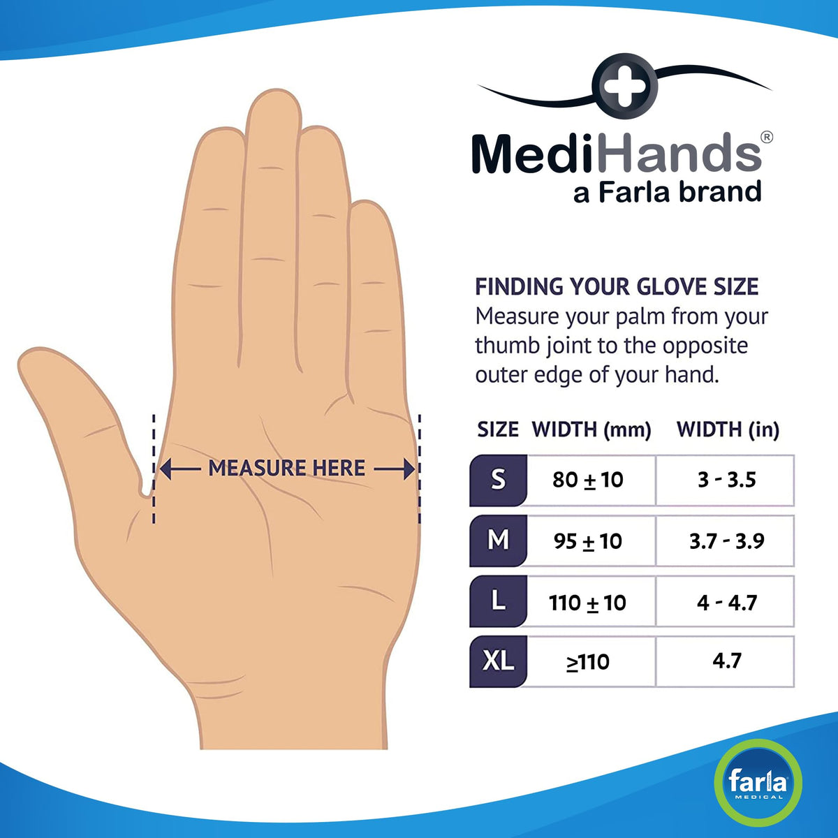 MediHands Nitrile Gloves Medium, Blue Heavy Duty Disposable Glove and Surgical Gloves, Powder Free and Latex Free, Medical, Food, Multi Use, Pack of 100
