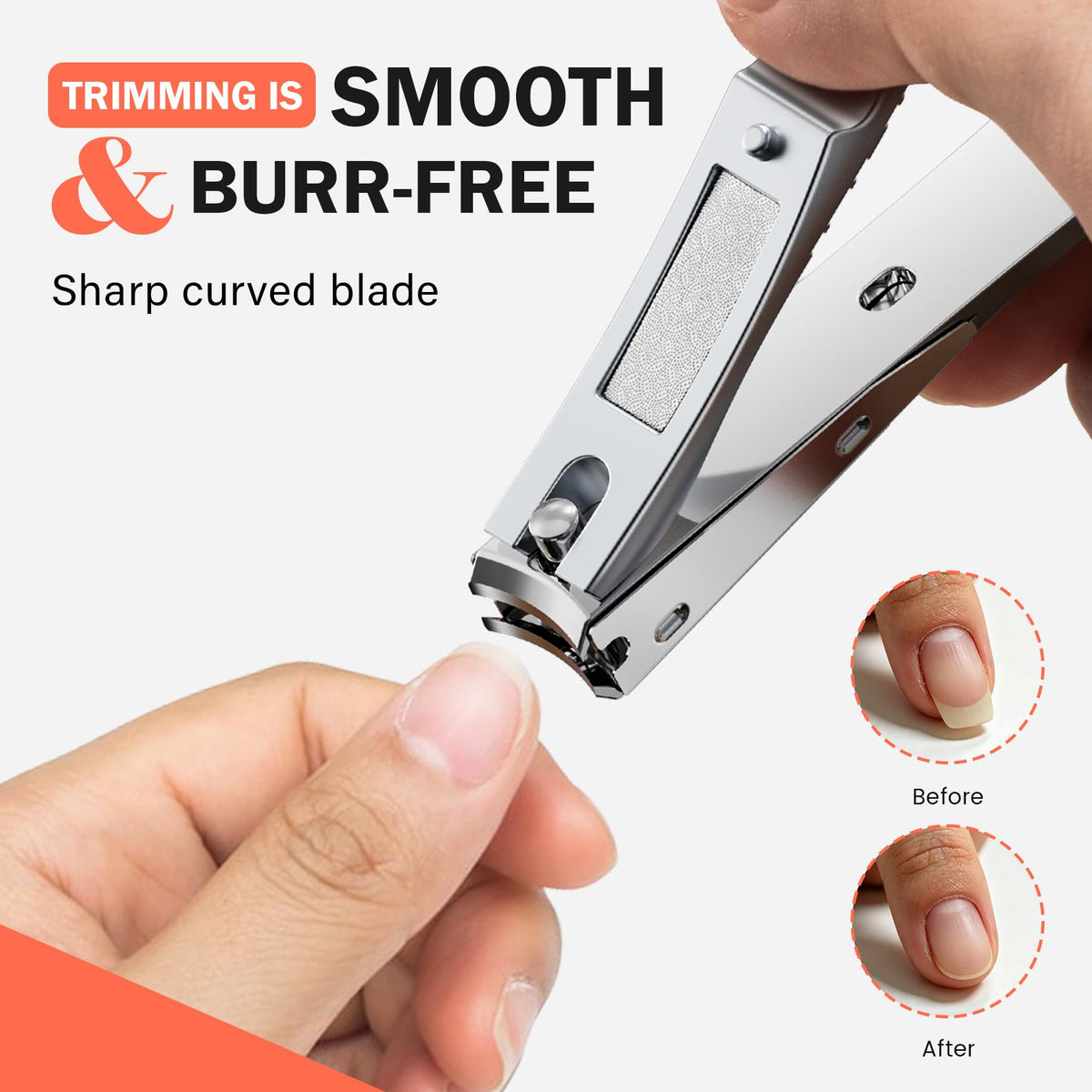 BEZOX Well-Made Nail Clipper Set 2 Pcs, Wide Jaw Opening Nail Clipper for Fingernail and Toenail, Premium Stainless Steel Sharp Sturdy Finger Nail Clipper