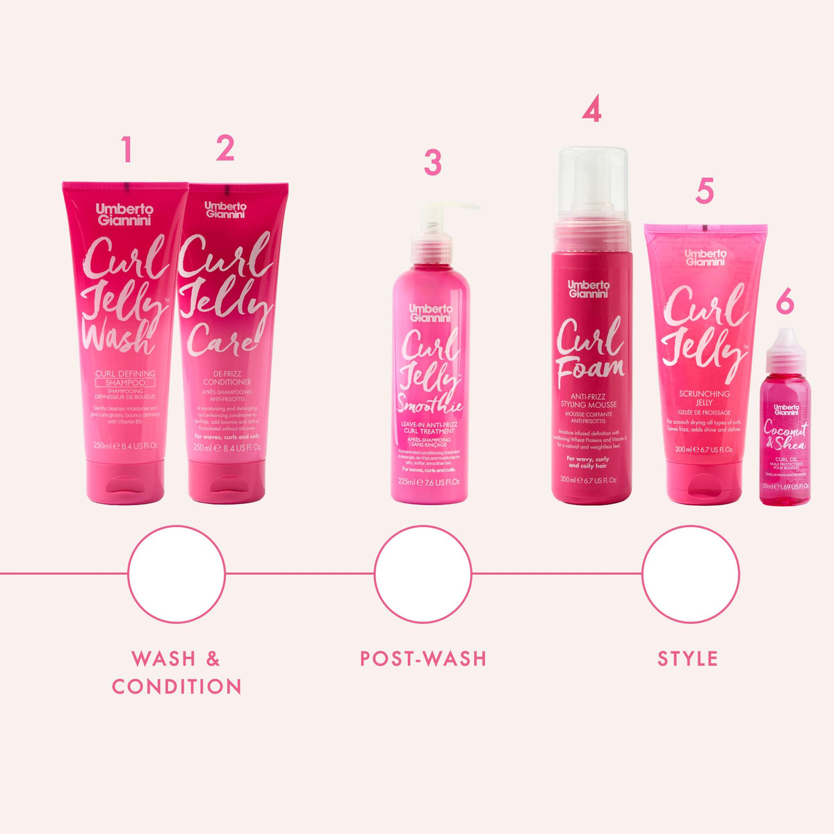 Umberto Giannini Curl Jelly Scrunching Jelly & Creme De Curl Control Cream Duo for Curly or Wavy Hair, Vegan & Cruelty Free, 2 Pack