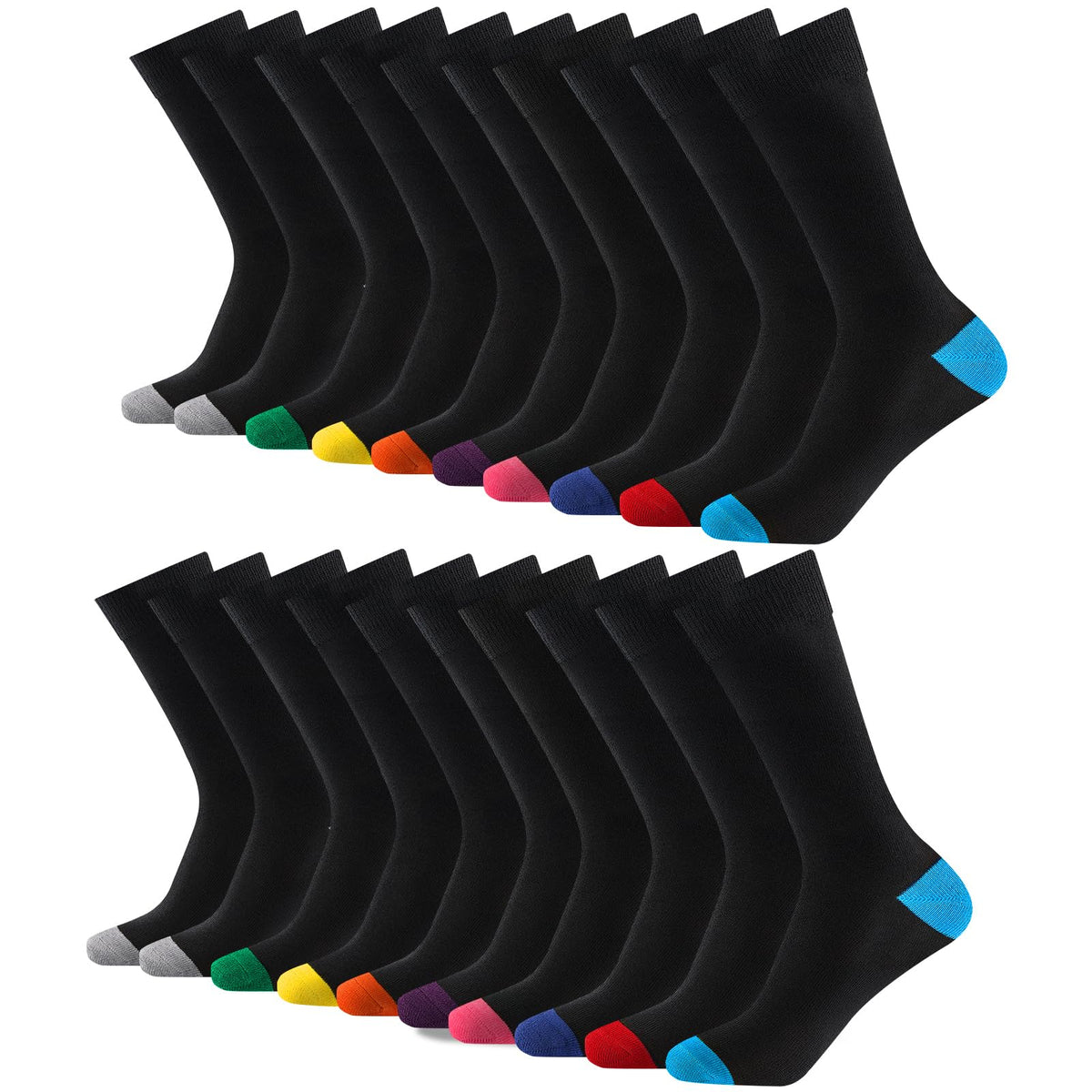 Cirorld 6/10 Pairs Mens Black Socks, Breathable Causal Cotton Socks Men