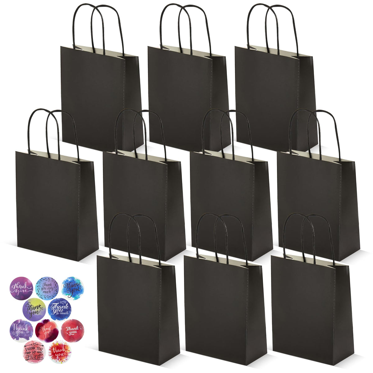 HURUC Brown Paper Bags with Handles 50 Pack Medium 130 GSM