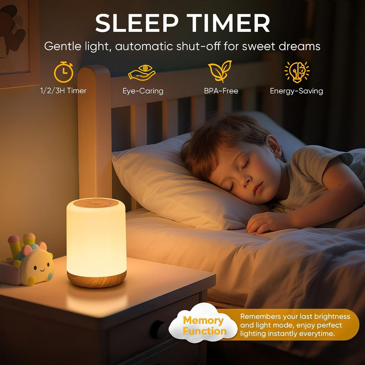 MEDE Night Light, Dimmable Bedside Lamps with RGB for Toddler, Kids, Adults