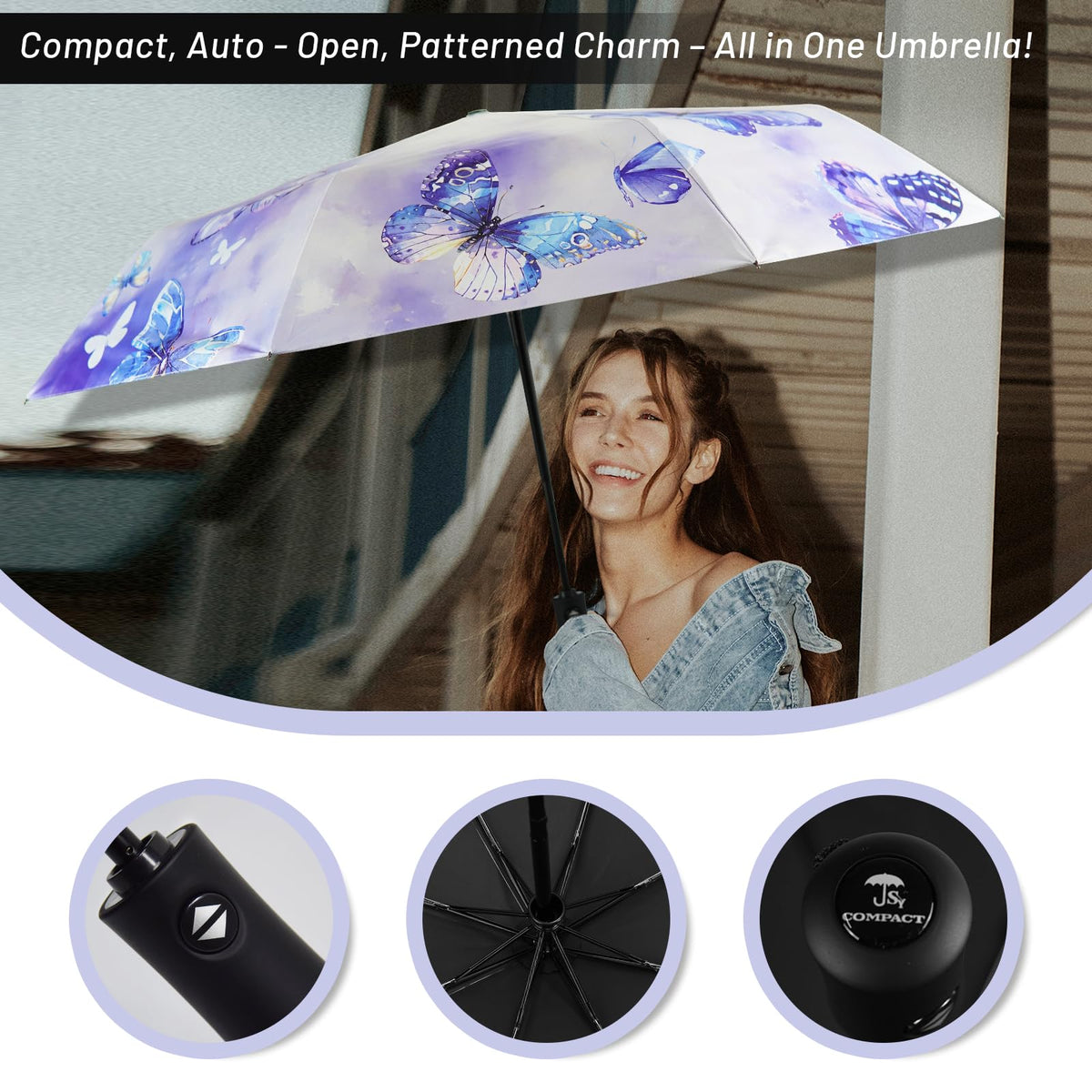 SY COMPACT Travel Umbrella Windproof Automatic Unbreakable UV Protection