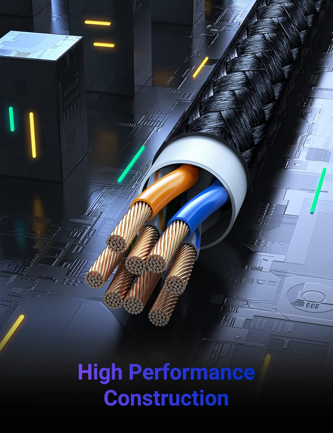 UGREEN Ethernet Cable 1M, High-Speed Gigabit Cat 6 Network Cable Braided