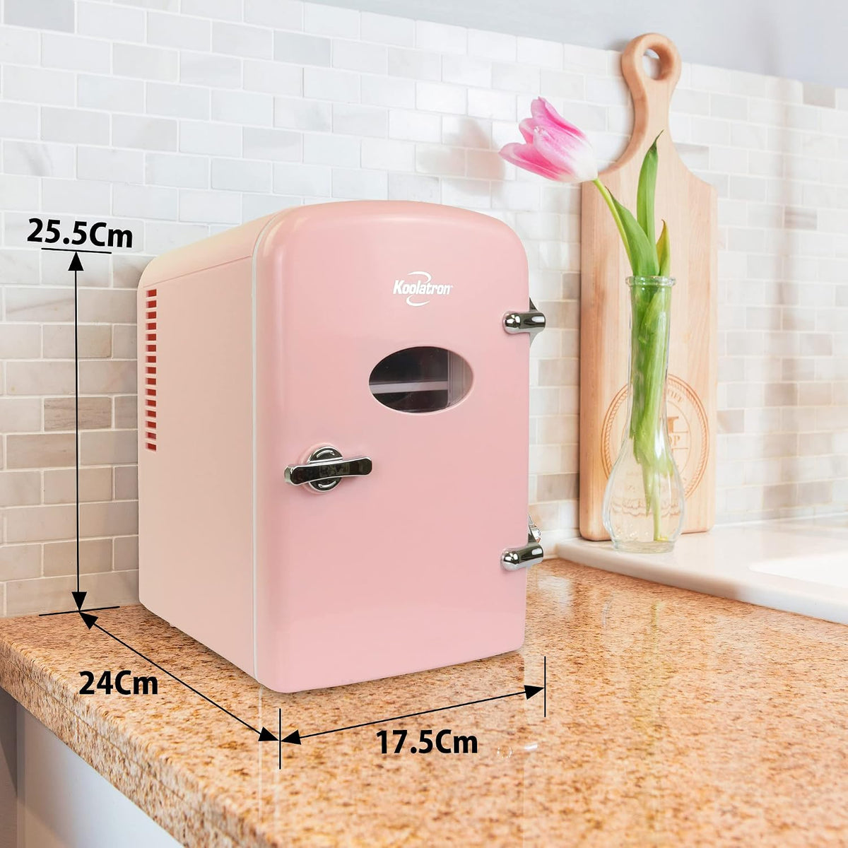 Koolatron Retro Mini Fridge For Bedrooms 12V Portable Cooler Refrigerator 4L Small 6 Can Table Top Quiet Mini Fridges For Skincare Food Drinks Kids Home Car & Travel Black
