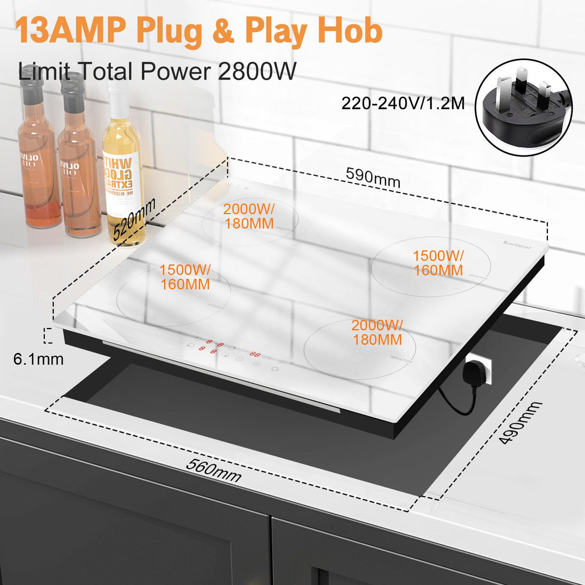 Karinear Built-in Induction Hob 4 Zones 60cm