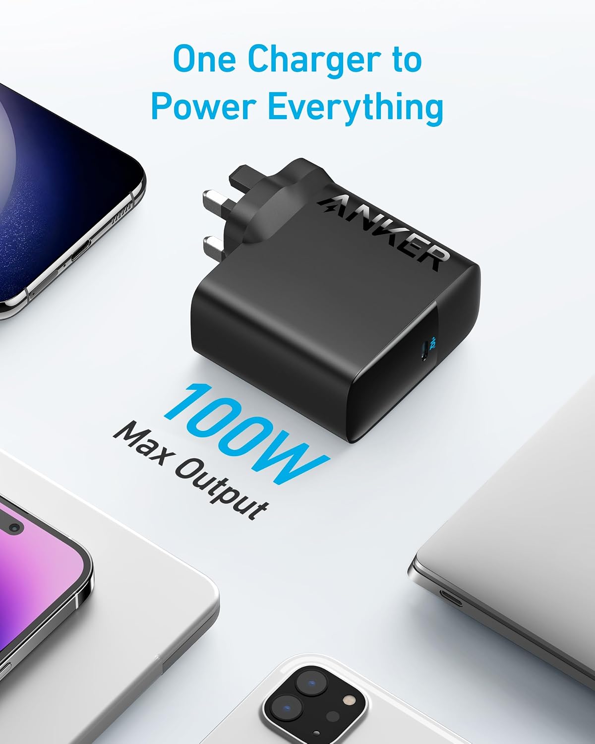 Anker 100W USB C Charger, Fast Compact and Foldable (USB-C Cable Included)