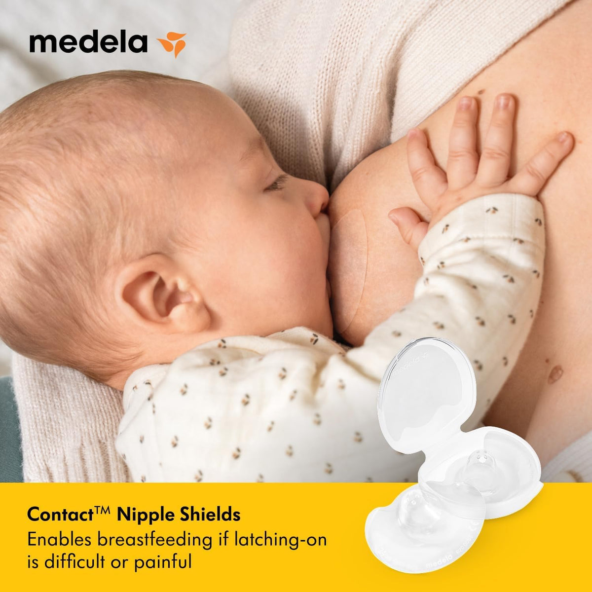 Medela Silicone Contact Nipple Shields, Soft Ultra-Thin Design, Made Without BPA, 1 Pack of 2 Shields (16 mm) and Case