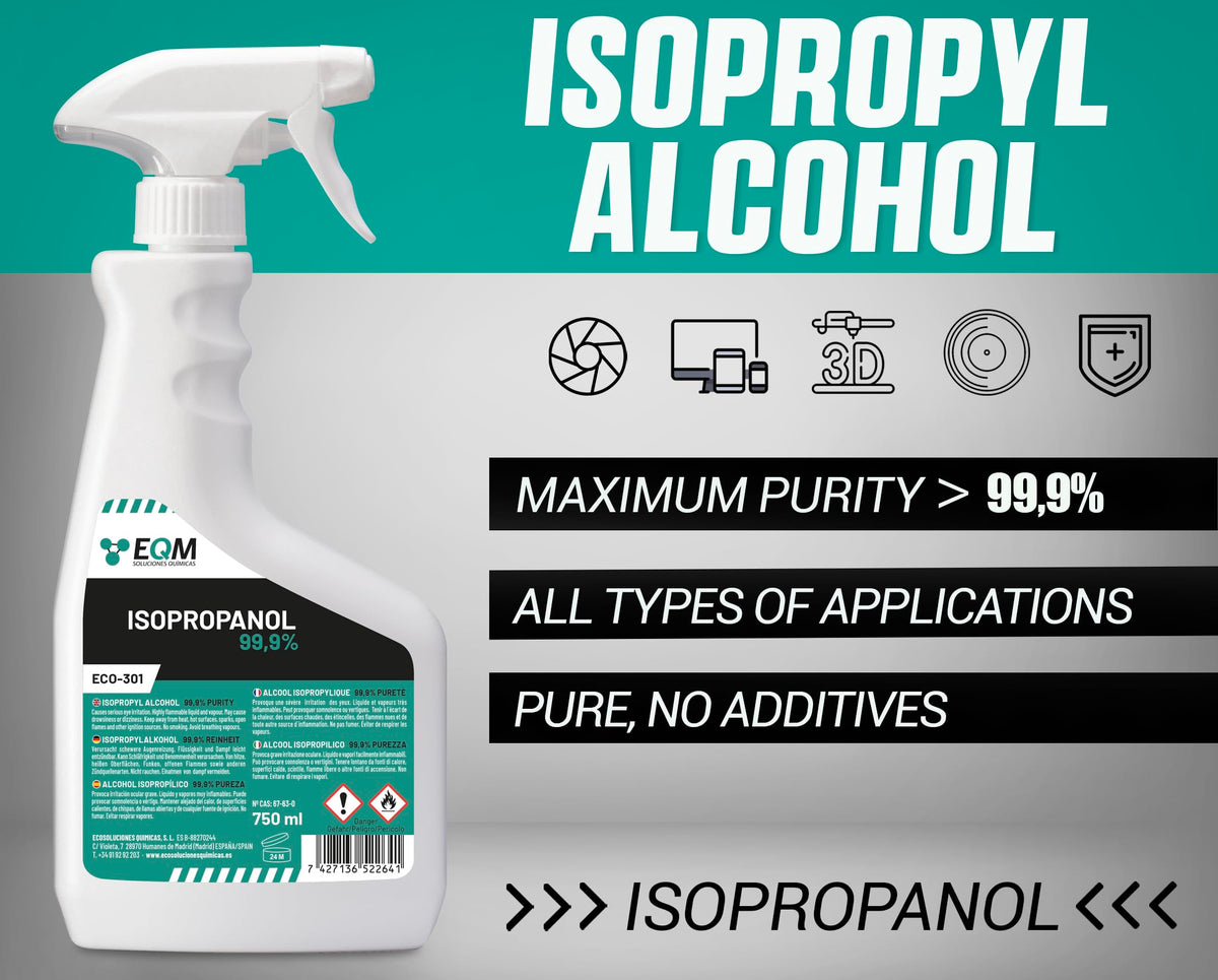 EQM - ECO-301 - Isopropyl Alcohol 99.9% Pure - Cleaning Isopropanol 1L