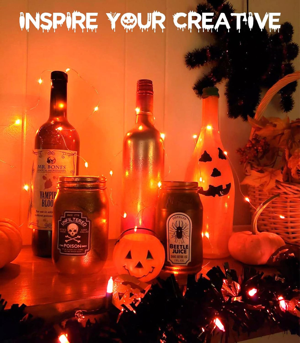 cshare Halloween Decoration Lights,Orange Fairy Lights, 3m 9.8ft 30 LED Halloween Decor String Lights Micro Silver Wire Battery Operated for Autumn Door Window Party Fall Decor.