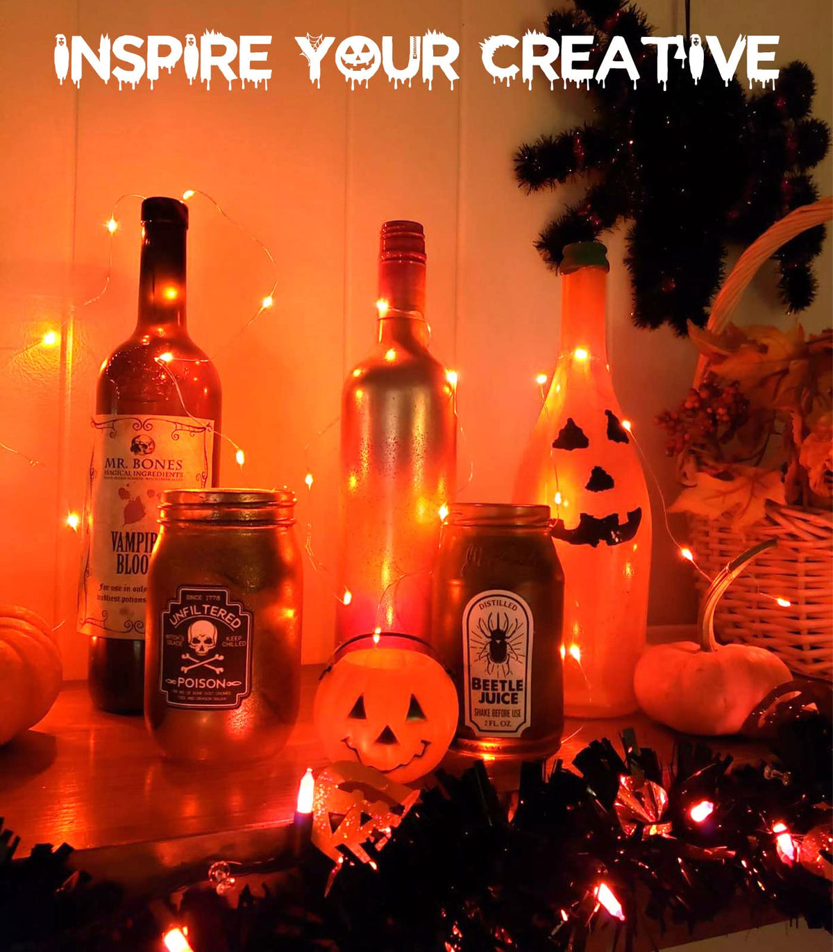 cshare Halloween Decoration Lights,Orange Fairy Lights, 3m 9.8ft 30 LED Halloween Decor String Lights Micro Silver Wire Battery Operated for Autumn Door Window Party Fall Decor.
