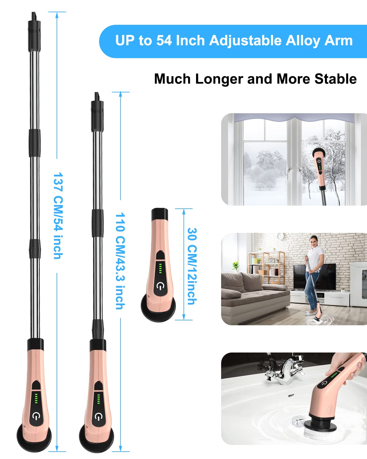 Leebein Electric Spin Scrubber, Cordless Cleaning Brush for Bathroom, Home