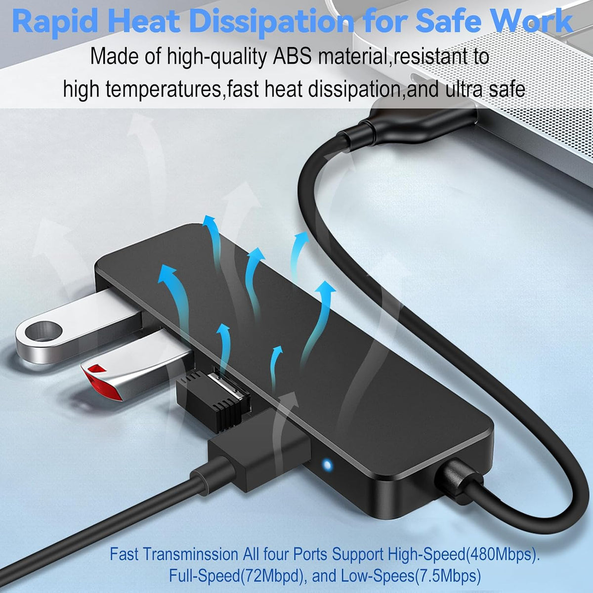 USB Expander Hub Splitter 4 Ports Adapter Dock Cord Ultra-Slim,Multi USB Cable Lead for PC,Laptop,NoteBook,MacBook,Desktop,ChromeBook,Surface Pro,Flash Drives,Mobile HDD Under £4