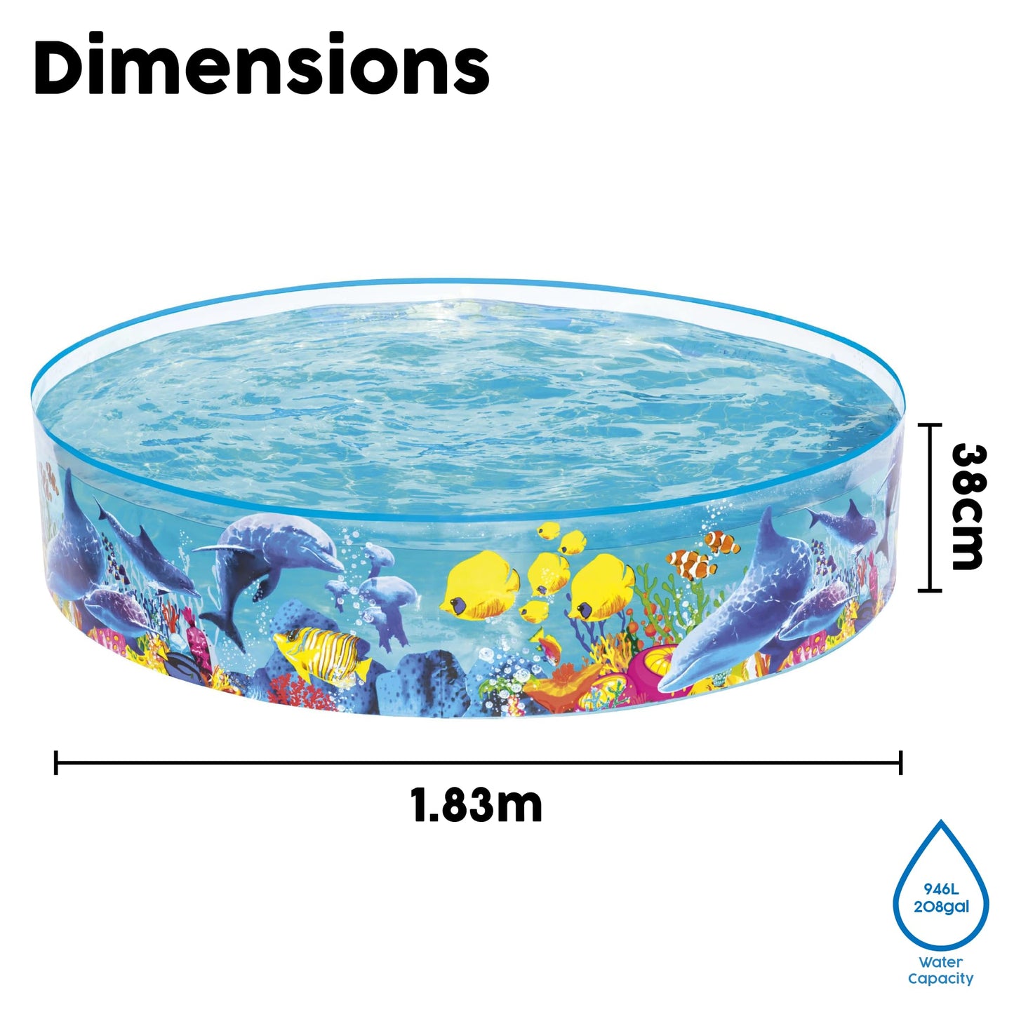 Bestway Sea Creature Kids Paddling Pool — 48 inch Round, 219 Litres | Toddlers & Children