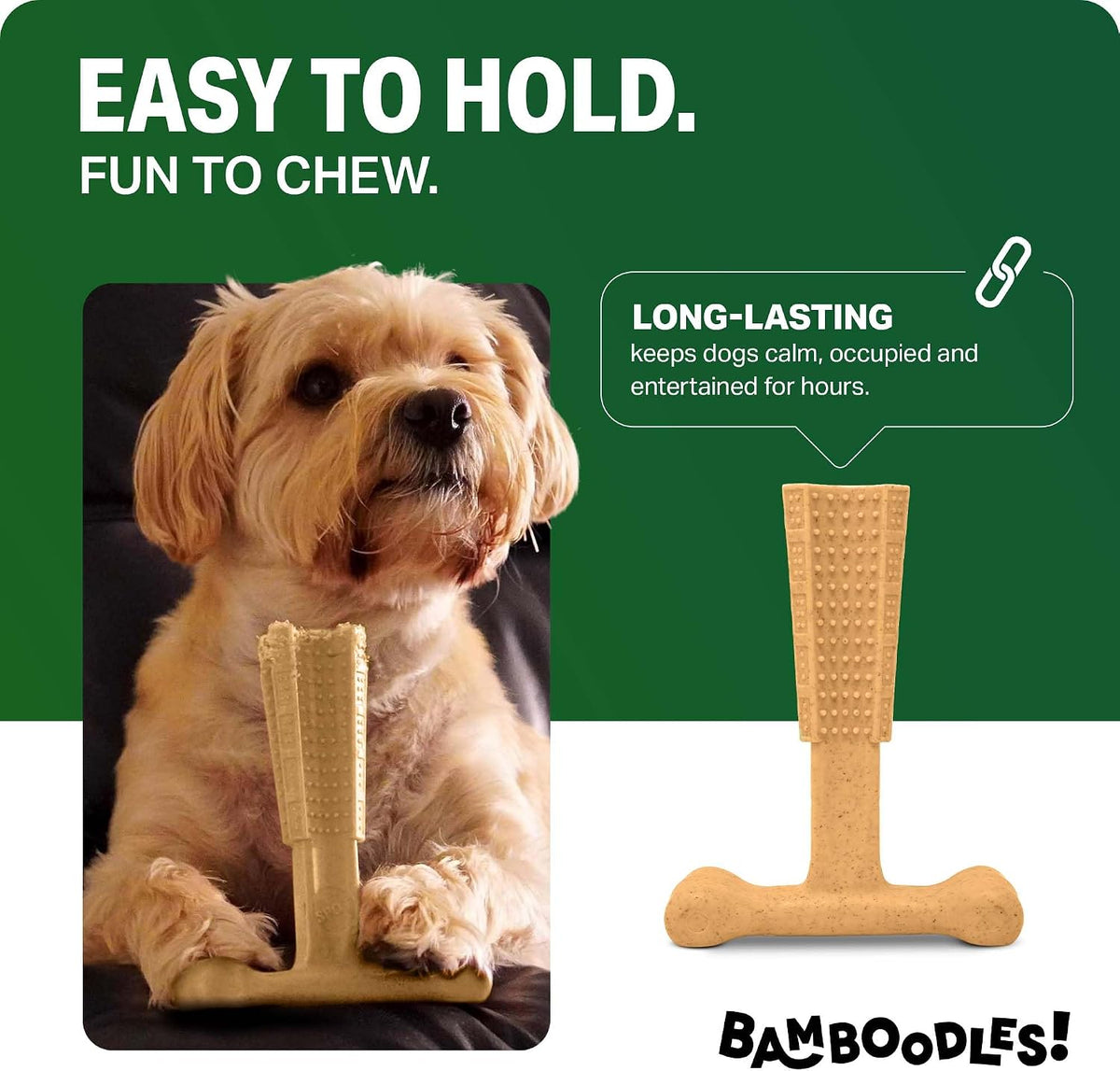 Bamboodles T-Bone Dog Chew Toy – Small | Chicken Flavour | Long Lasting Chew toy for Small Dogs | Durable Chew Toy to Satisfy Chewing Instincts