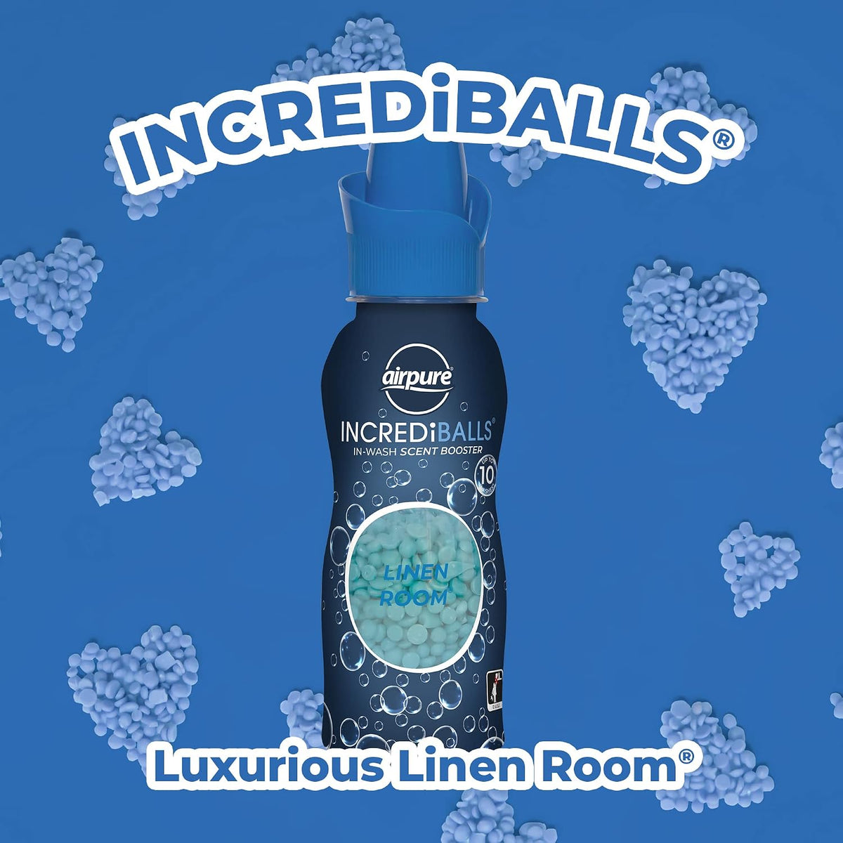 INCREDiBALLS in-Wash Scent Booster by Airpure, Enough for 10 Washes, Add to Laundry for Long-Lasting Fresh Scent to Household Fabrics, Keep Home & Office Smelling Clean - Linen Room Fragrance