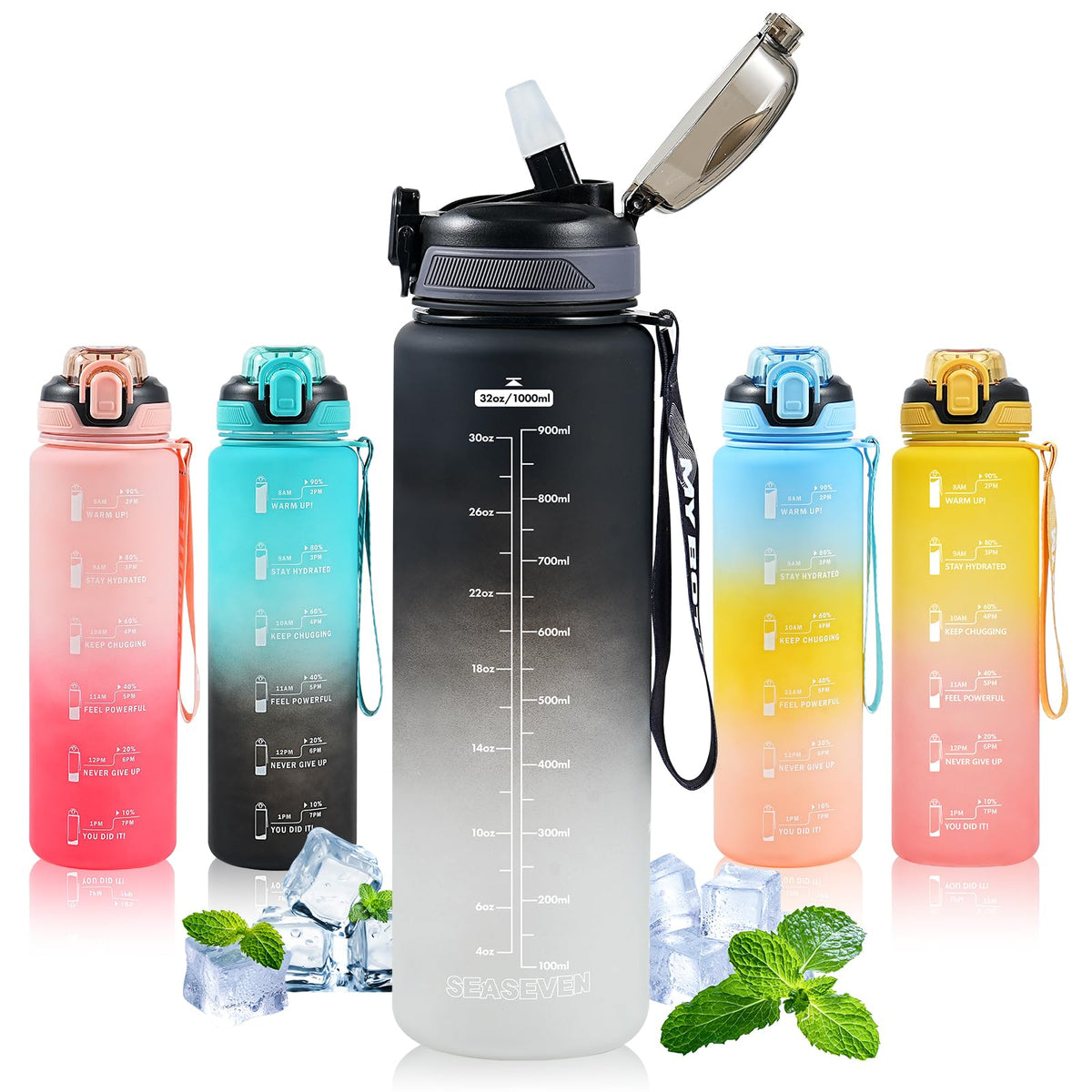 SEASEVEN Flat Water Bottle 750ML for Gym,School Office(Flat Pink)