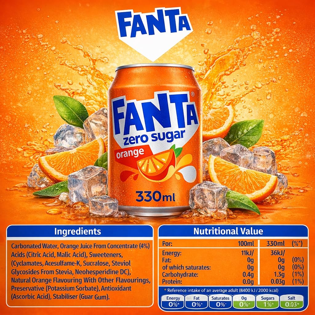 Fanta Fruit Twist Soft Drink Cans, 8 x 330 mL