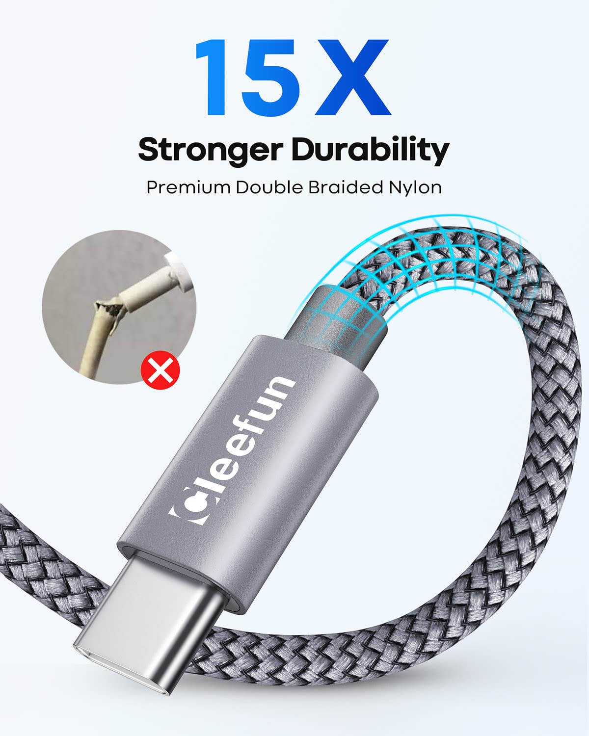 CLEEFUN 3M USB C Cable (2-Pack), Long PS5 Controller Charger Fast Charging