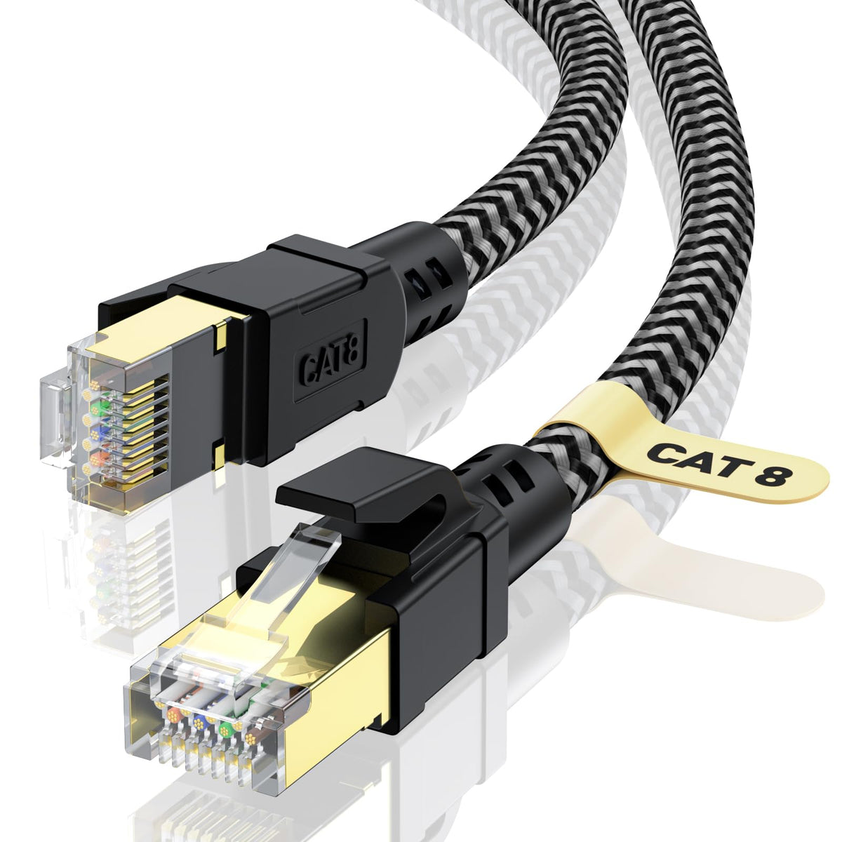 Cat 8 Ethernet Cable 1M, High-Speed Gigabit Braided RJ45