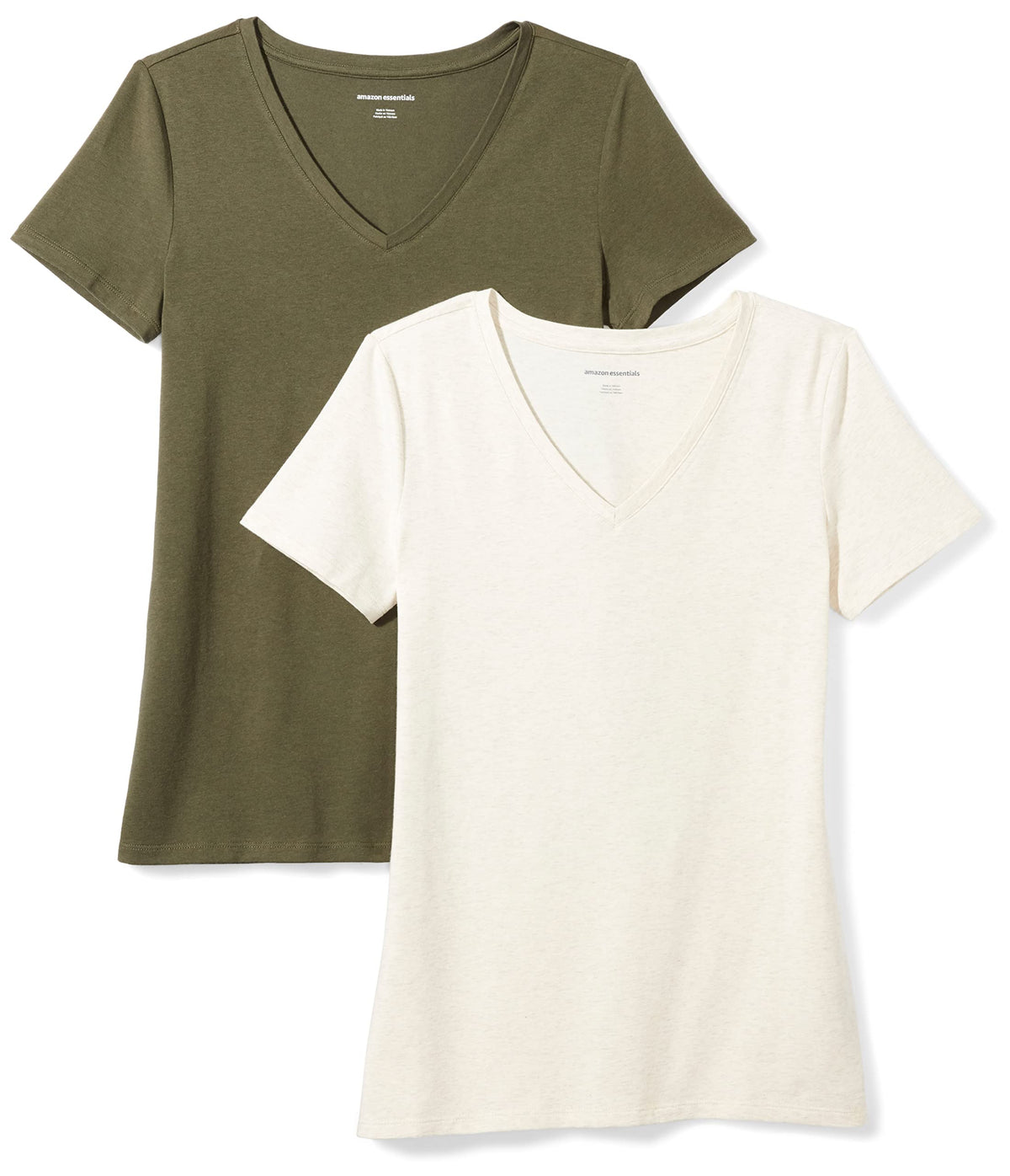 Amazon Essentials Women's Regular-Fit Short-Sleeve V-Neck T-Shirt, Multipacks
