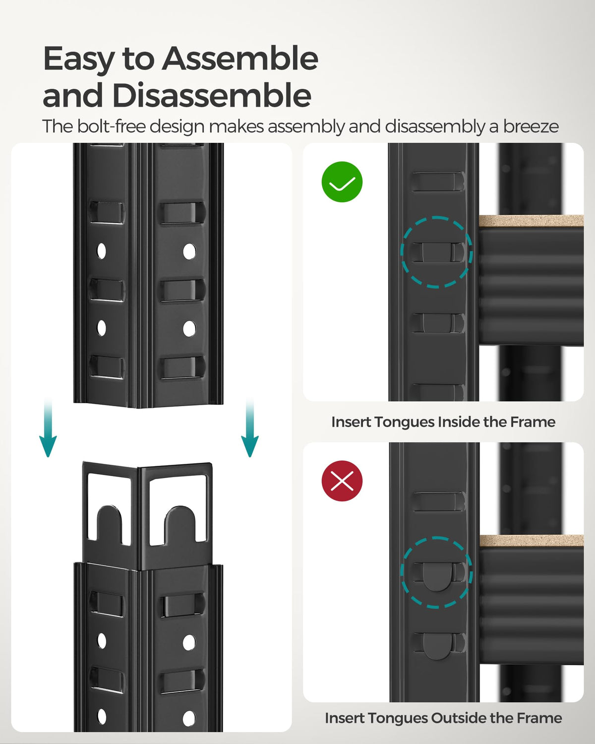 SONGMICS 5-Tier Heavy-Duty Shelving Units, Set of 2, Boltless Assembly