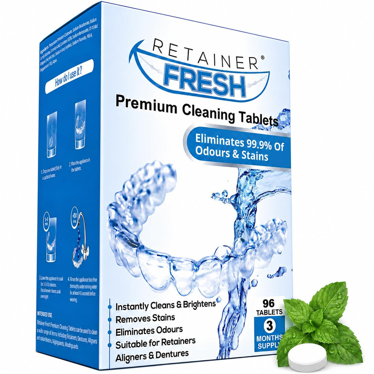 Retainer Fresh Retainer Cleaner Tablets 120 Tablets 4 Month Denture Cleaner