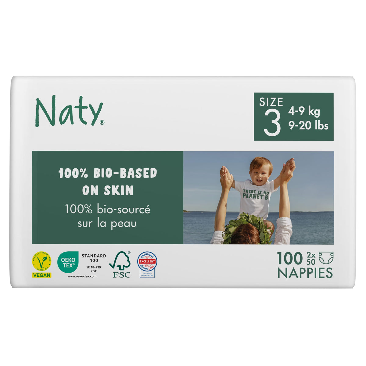 Naty BioEmbrace Newborn Nappies, Sensitive Skin, Size 2 (3–6kg), 33 Count