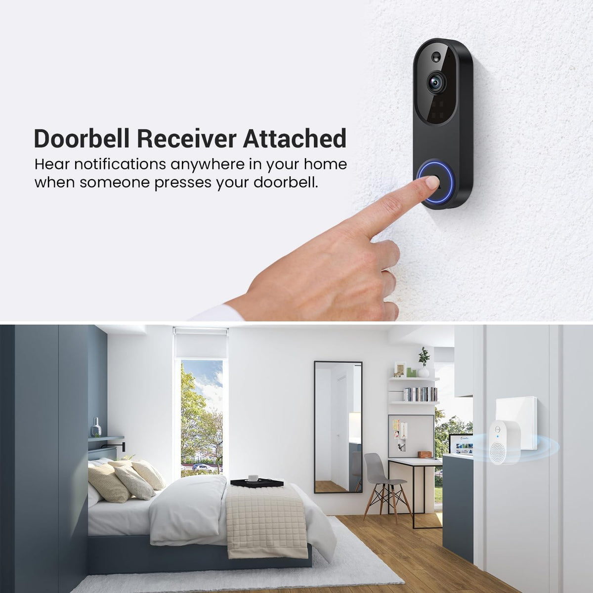 1080P WiFi Video Doorbell Camera Wireless with Receiver