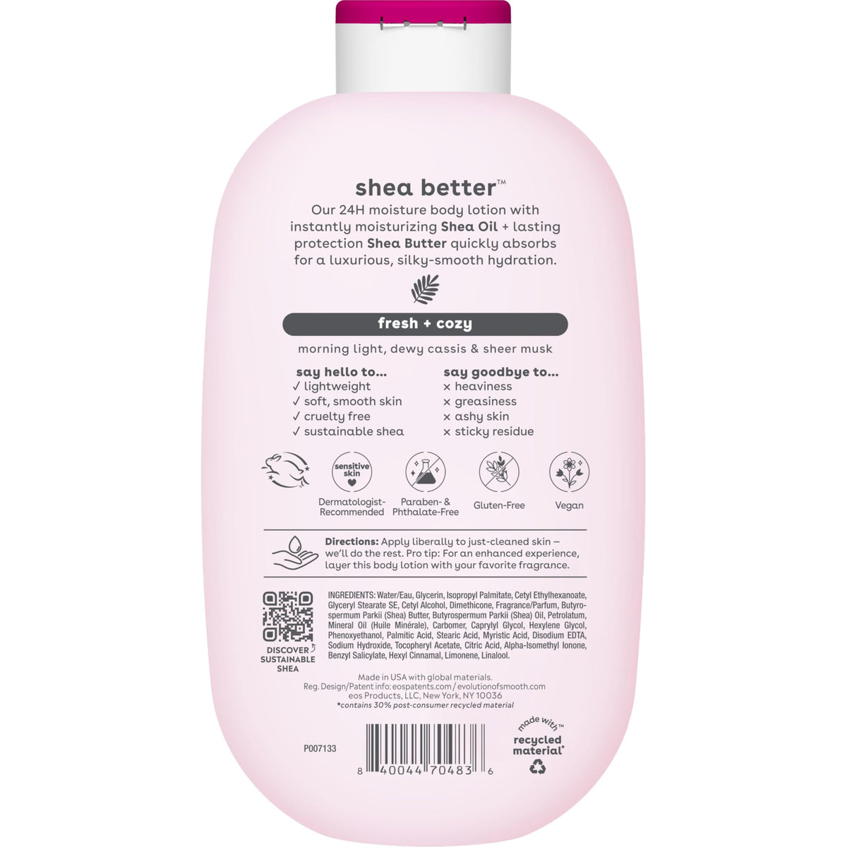 eos vanilla cashmere body lotion shea better 24hr moisture - 16 oz/473 ml