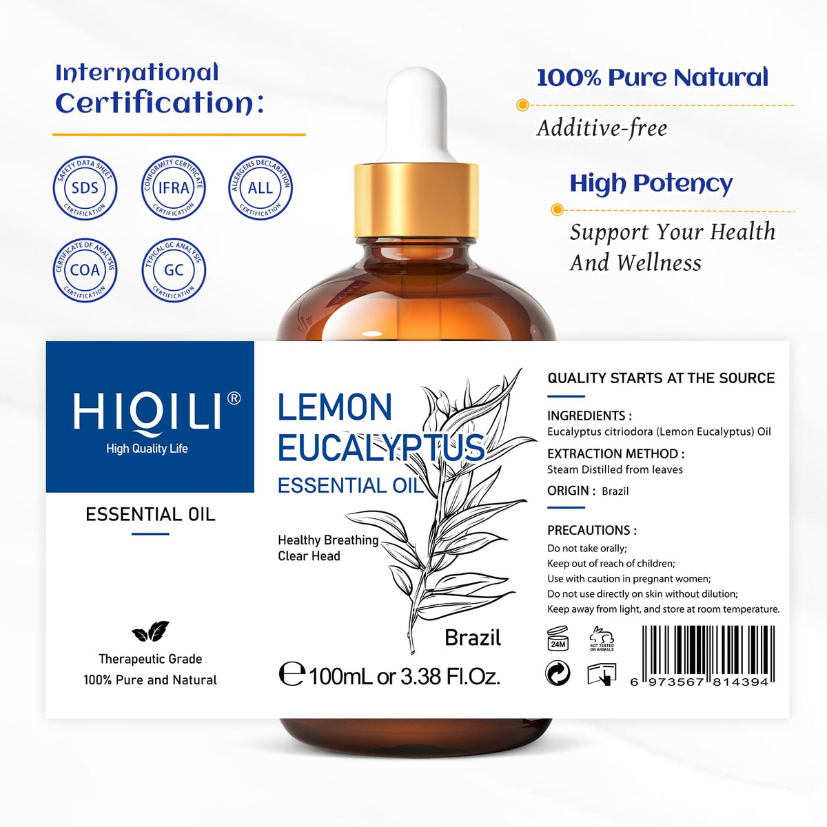 HIQILI Tea Tree Oil for Nail Fungus, Skin, Hair, Acne
