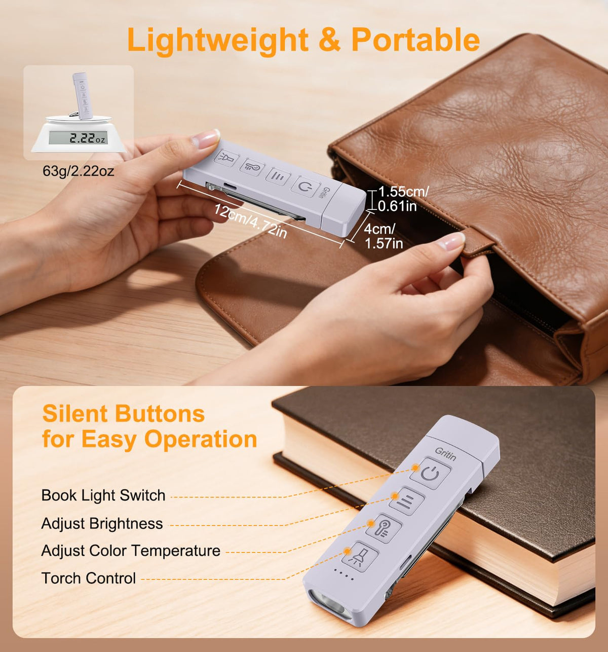 Gritin 2026 Gen 2 Rechargeable Book Light,2-in-1 Reading Light & Torch