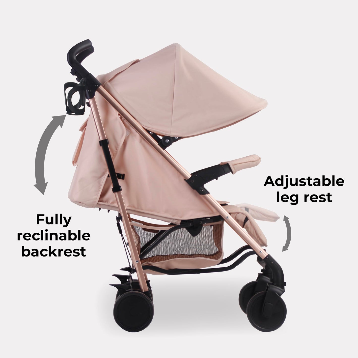 My Babiie MB51 Stroller – from Birth to 4 Years (22kg), Lightweight, Umbrella Fold, Travel Buggy for Toddlers, Pushchair Includes Footmuff, Cup Holder, Rain Cover - Blush Pink